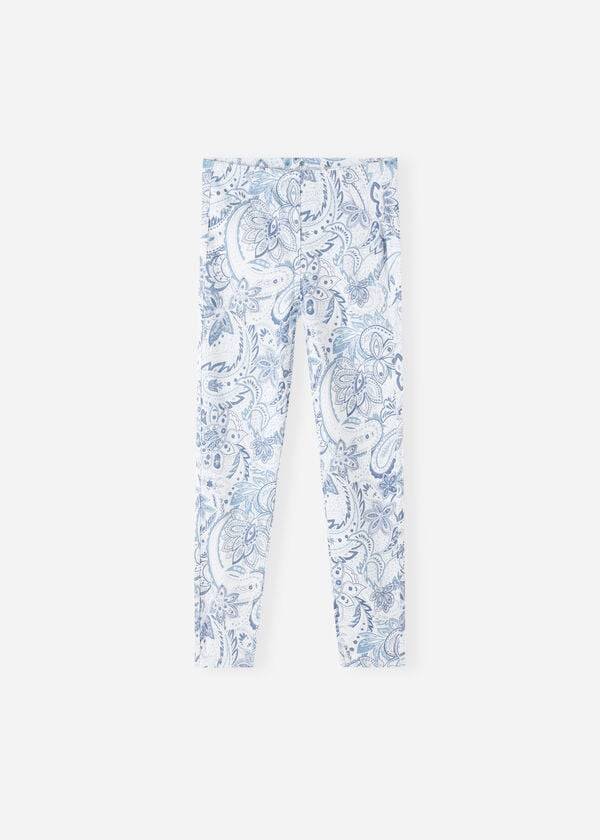 Leggins Calzedonia Paisley-Print Denim Niños Blancas Azules | CO1055KI