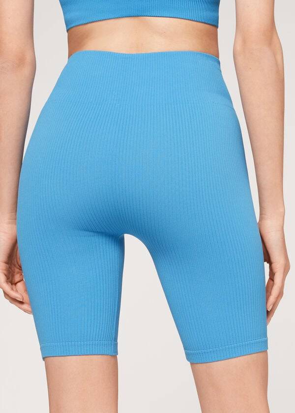 Leggins Calzedonia Seamless Atléticos Bike Mujer Azules | CO1514OR