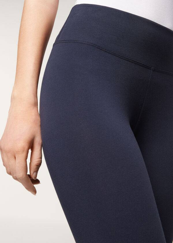 Leggins Calzedonia Supima Algodon Mujer Azules | CO1497KI