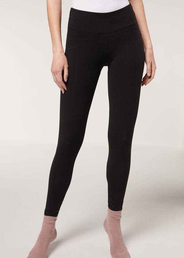 Leggins Calzedonia Supima Algodon Mujer Negras | CO1498LH