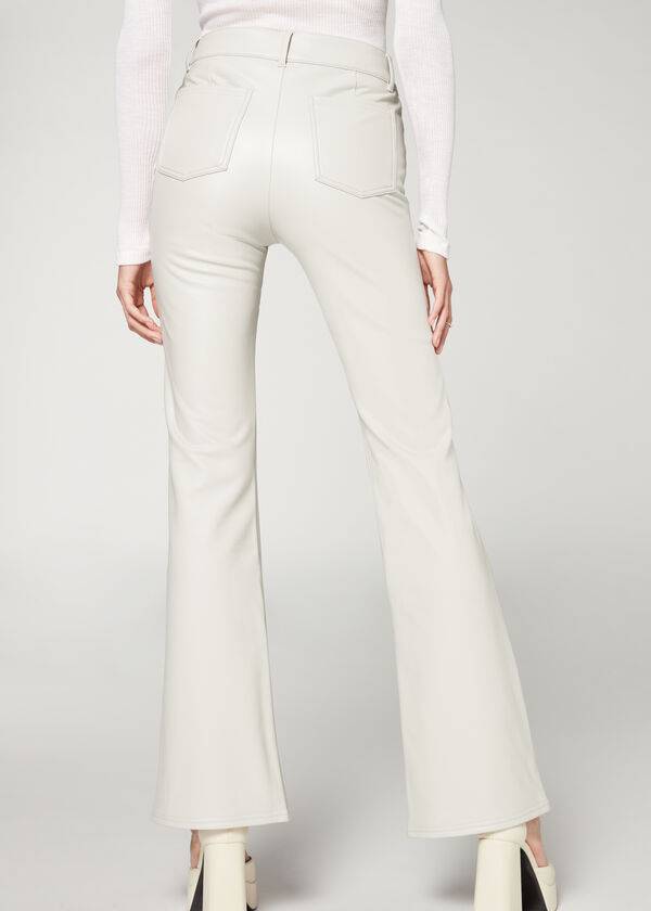 Leggins Calzedonia Zip and Button Coated Thermal Flared Mujer Blancas | CO1480QZ