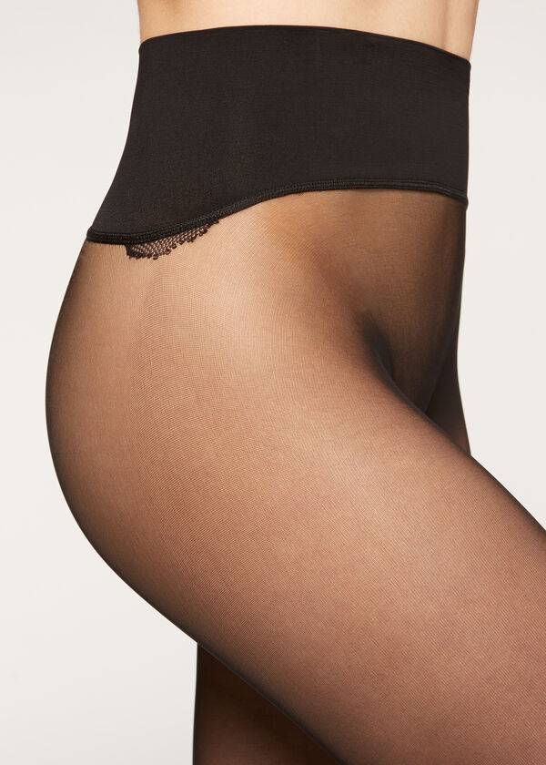 Mallas Calzedonia 20 Denier Seamless Totally Invisible Sheer Mujer Negras | CO3035EX