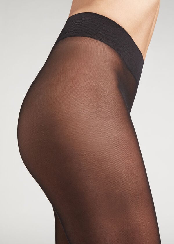 Mallas Calzedonia 30 Denier Total Comodidad Soft Touch Opaque Mujer Negras | CO3174YU