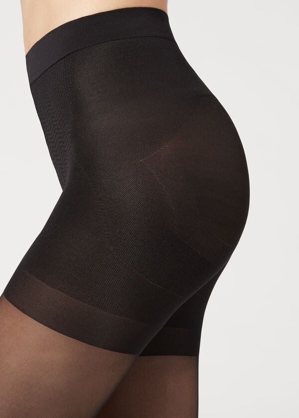 Mallas Calzedonia 30 Denier Total Shaper Sheer Mujer Negras | CO2999DN