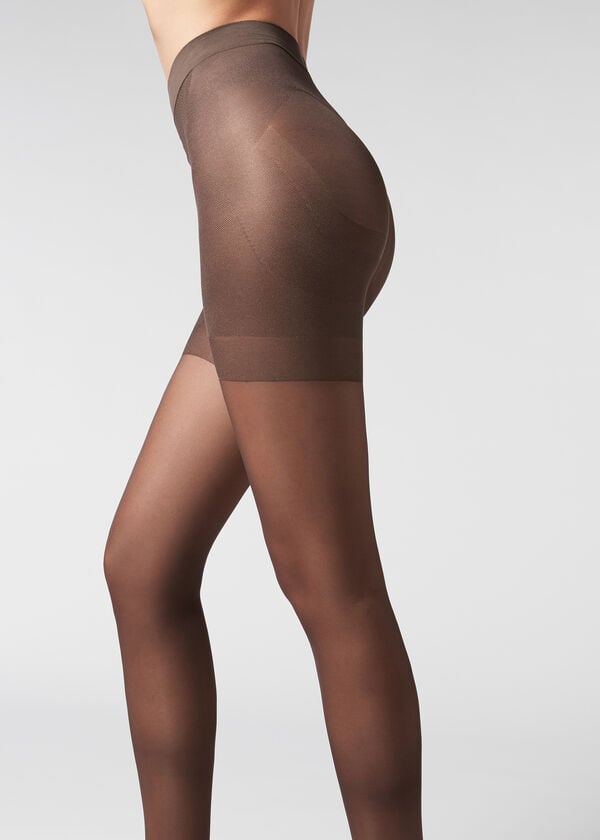 Mallas Calzedonia 30 Denier Total Shaper Sheer Mujer Cafe | CO3001AP