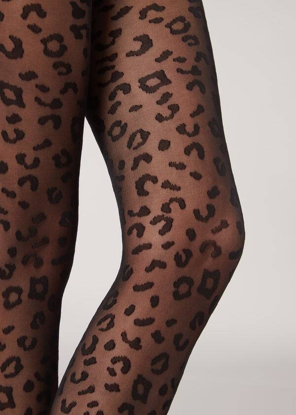 Mallas Calzedonia Animal Pattern 30 Denier Sheer Patterned Mujer Negras | CO3107WY