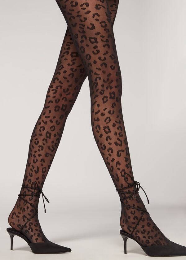 Mallas Calzedonia Animal Pattern 30 Denier Sheer Patterned Mujer Negras | CO3107WY