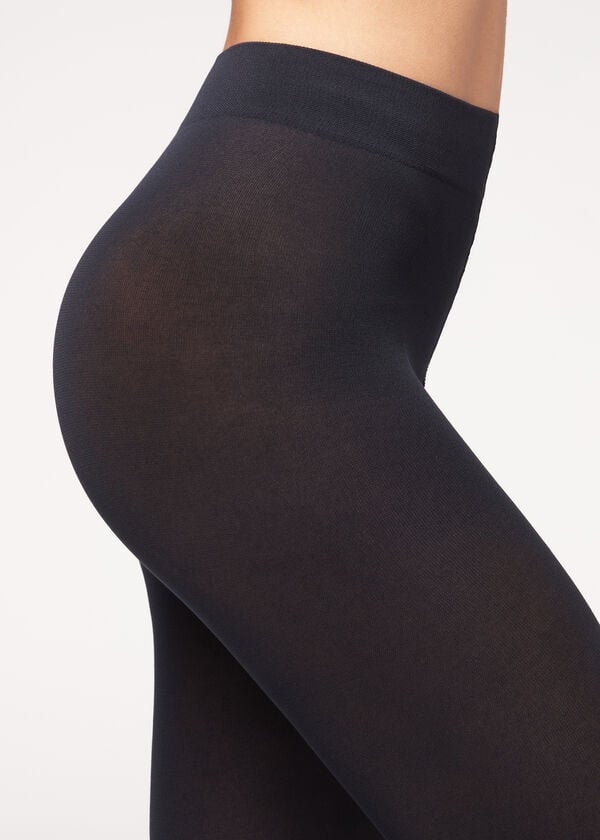 Mallas Calzedonia Opaque 100 Denier Algodon and Microfiber Mujer Azules | CO3139GL