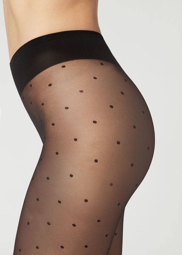 Mallas Calzedonia Sheer polka dot Mujer Negras | CO2955SO