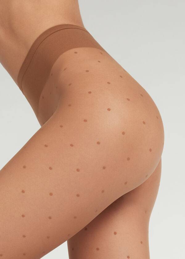 Mallas Calzedonia Sheer polka dot Mujer Beige | CO2956AP