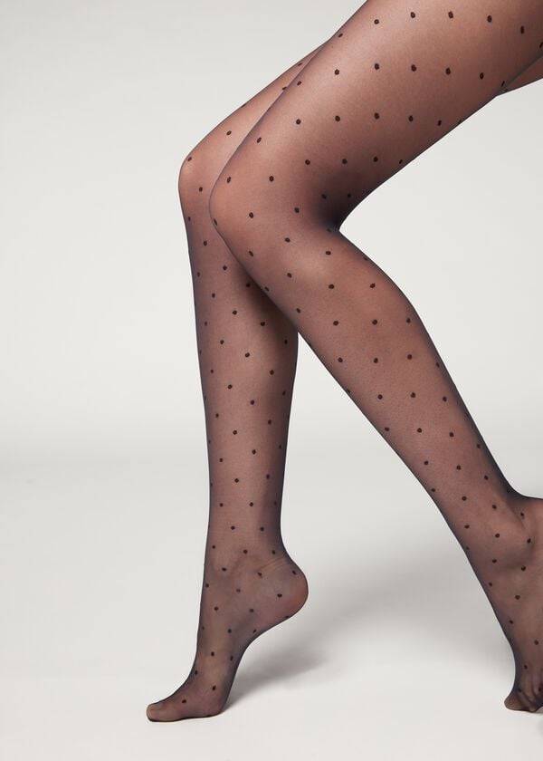 Mallas Calzedonia Sheer polka dot Mujer Azules | CO2957PQ