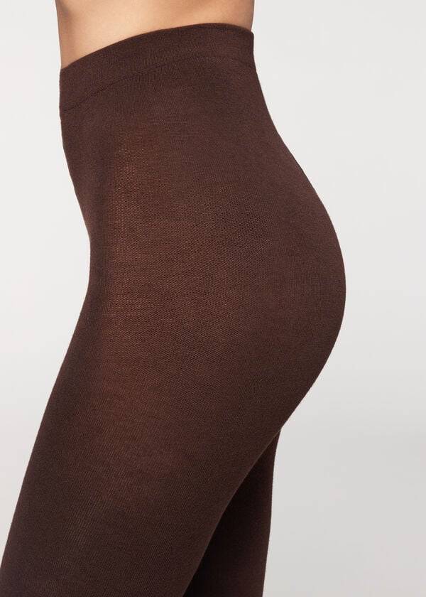 Mallas Calzedonia Soft Modal and Cashmere Blend Opaque Mujer Cafe | CO3133EX