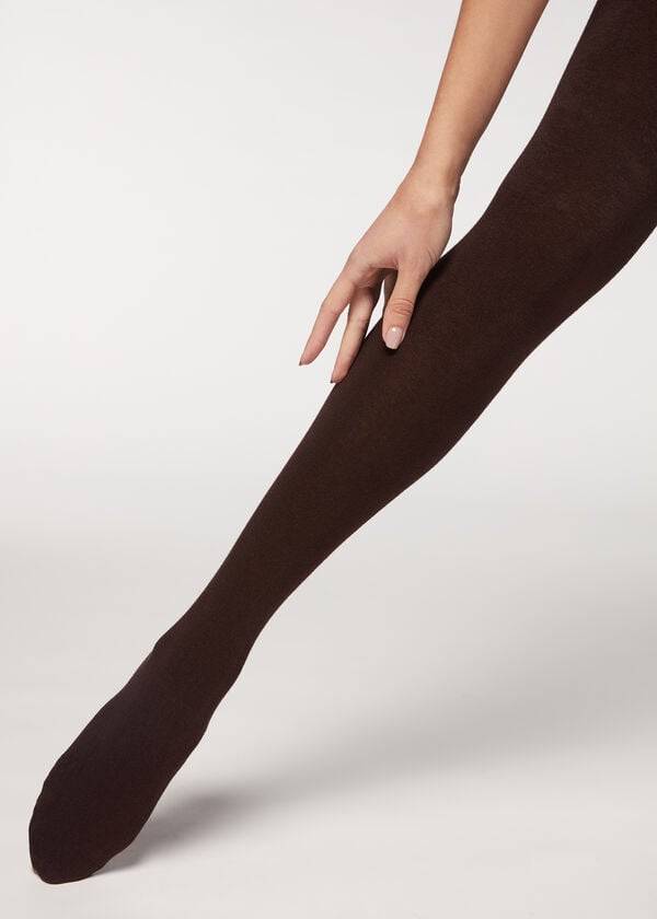 Mallas Calzedonia Soft Modal and Cashmere Blend Opaque Mujer Cafe | CO3133EX