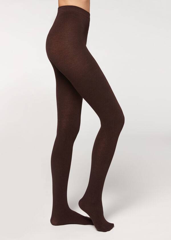 Mallas Calzedonia Soft Modal and Cashmere Blend Opaque Mujer Cafe | CO3133EX