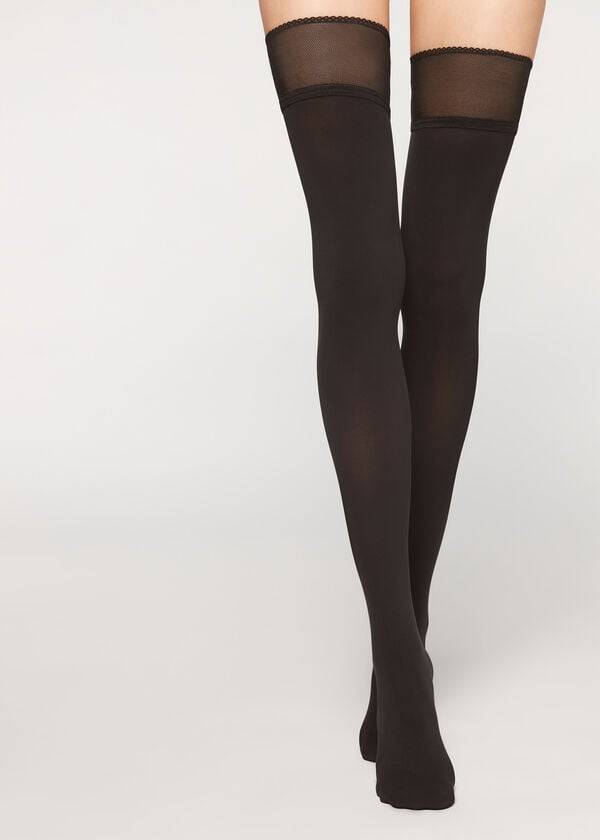 Medias Calzedonia Opaque soft touch Thigh-Highs Mujer Negras | CO2923MA