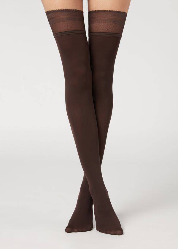 Medias Calzedonia Opaque soft touch Thigh-Highs Mujer Cafe | CO2924NB