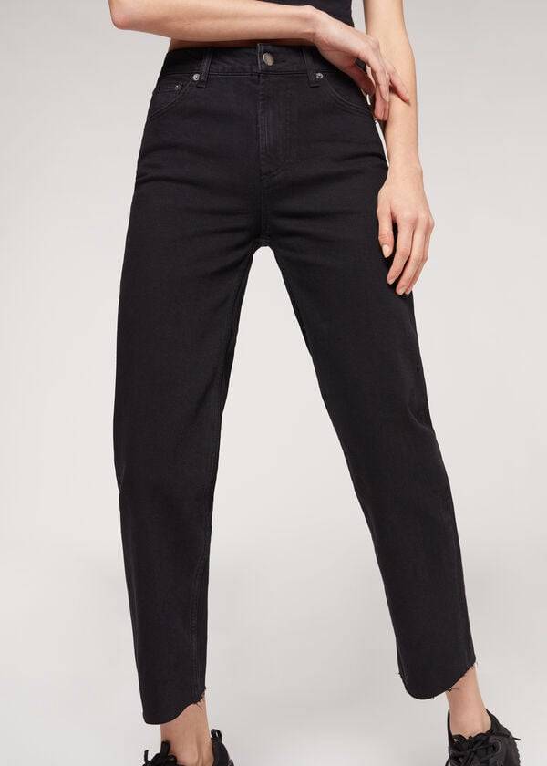 Pantalones Calzedonia Cropped Directo-Leg Mujer Negras | CO1466DN