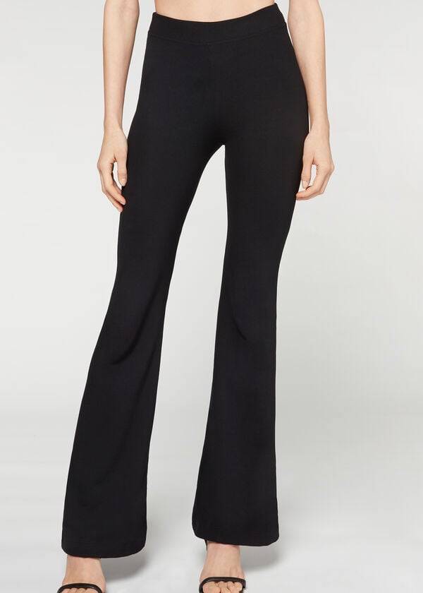 Pantalones Calzedonia Flared Mujer Negras | CO1461IS