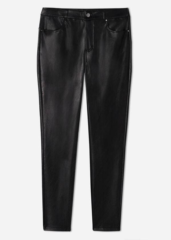 Pantalones Calzedonia Thermal leather-effect Mujer Negras | CO1448XF